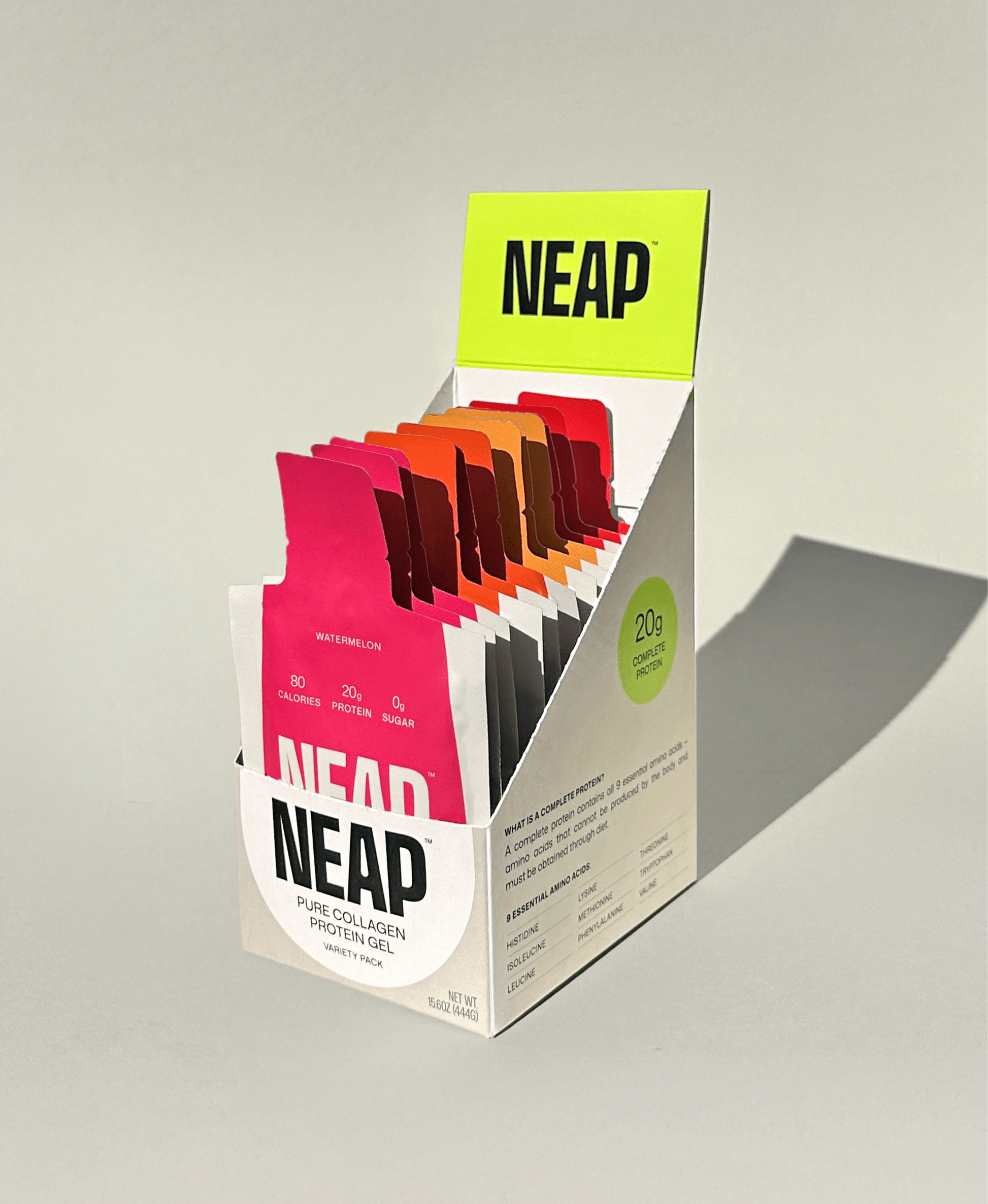 NEAP Variety Box with Protein Gel Pouches inside